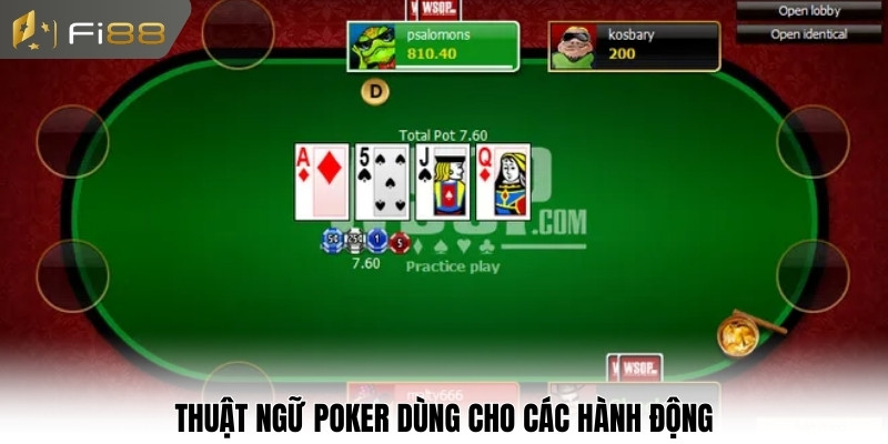 Thuật ngữ Poker dùng cho các hành động